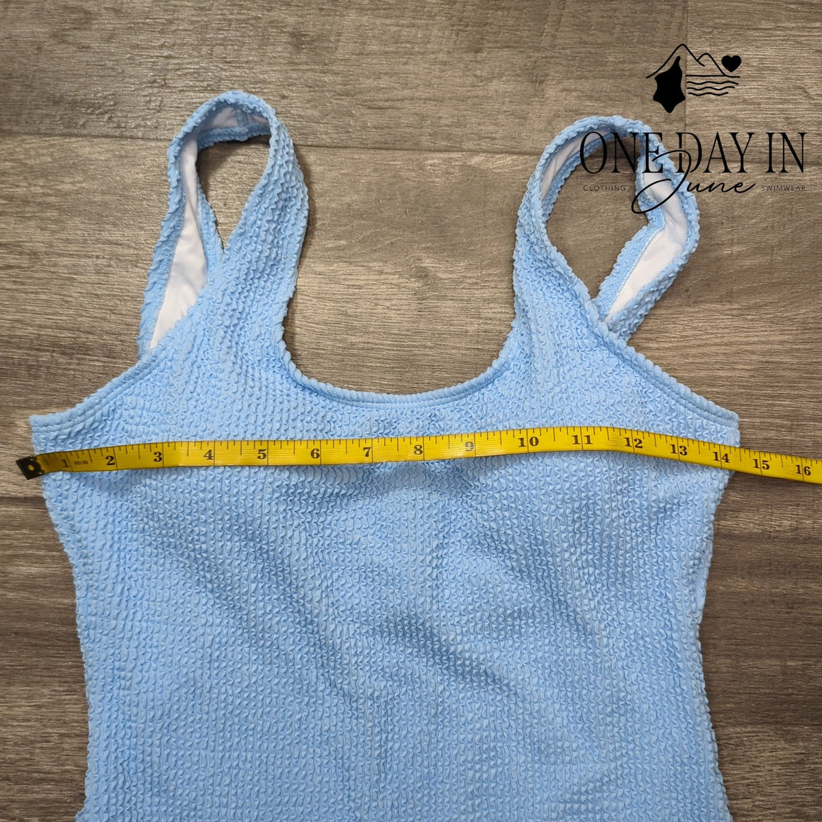 Aleumdr Smocked Cheeky One Piece Swimsuit Light Blue Textured Size M