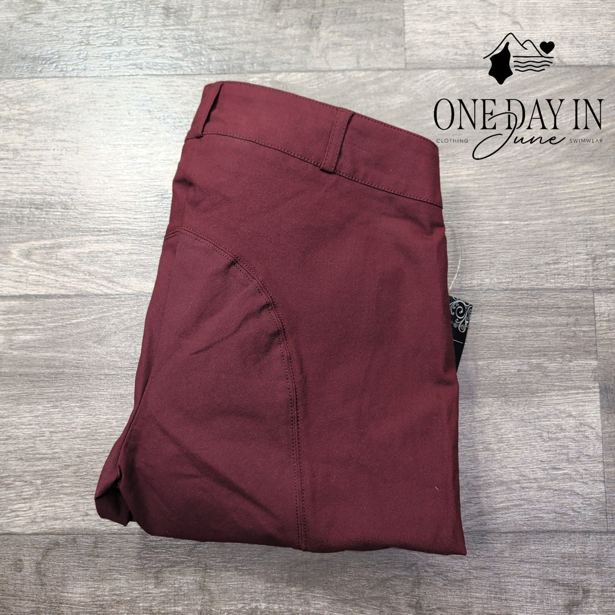 Elation Platinum Chelsea Knee Patch Breeches Burgundy Riding Pants NWT Size 14