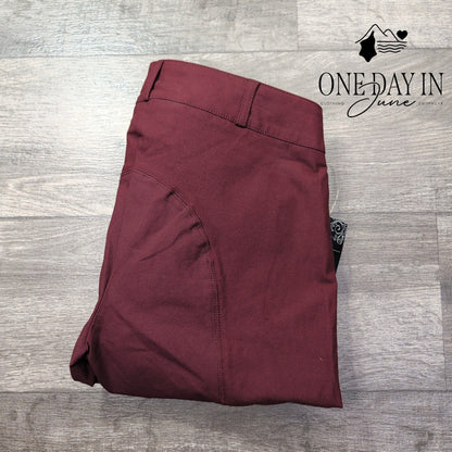 Elation Platinum Chelsea Knee Patch Breeches Burgundy Riding Pants NWT Size 14