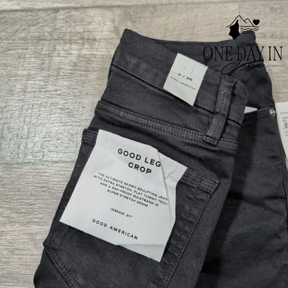 Good American Good Legs Crop Skinny Jeans Black NWT Size 2 (26)