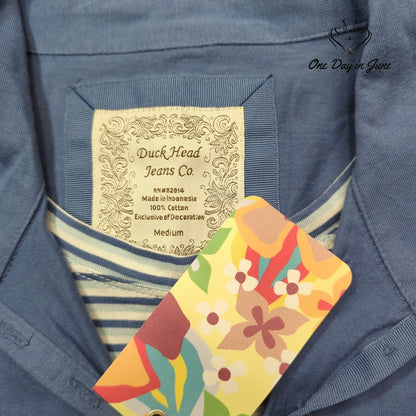 Duck Head Jeans Co Women's Polo Shirt Blue Striped Trim NWT Size M