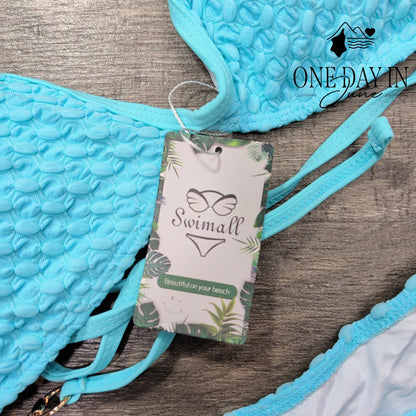 Swimall Textured Halter Bikini Swimsuit Size L
