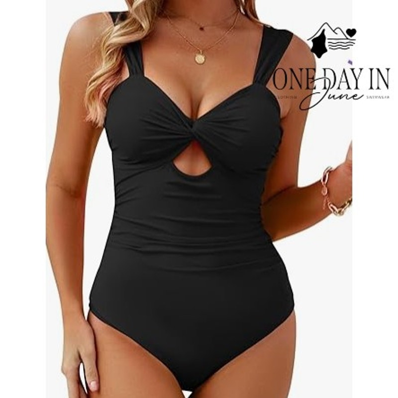 CiciBird Tie Back Keyhole One Piece Swimsuit Size L