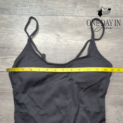 Aleumdr Ribbed High Cut Cheeky One Piece Swimsuit Black Size S