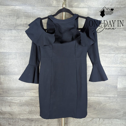 Free People Sweet Talk Cold Shoulder Ruffle Bell Sleeve Mini Dress NWT Size XS