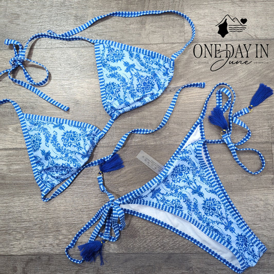 Aleumdr Adjustable Triangle Tie Side Bikini Swimsuit Size M