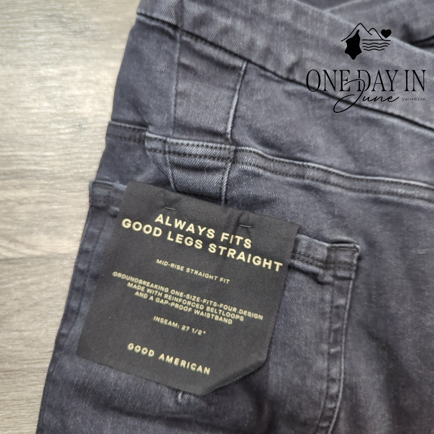 Good American Always Fits Good Legs Straight Jeans Black NWT $168 Size 20-22