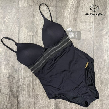 Vince Camuto Coastlines Mesh One Piece Swimsuit Black Cutout NWT Size 6