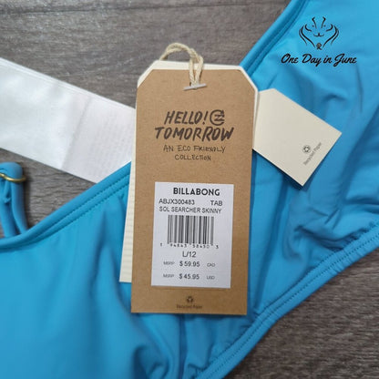 Billabong Sol Searcher Skinny Crop Bikini Top Blue Bandeau NWT $46 Size L