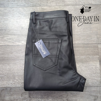 Buffalo David Bitton Faux Leather High Rise Straight Leg Pants NWT Size 2 (26)