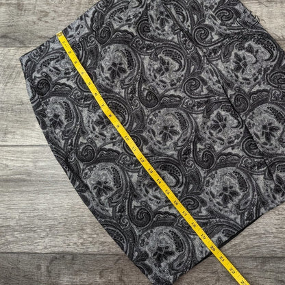 Talbots Petites Wool Blend Wrap Skirt Gray Black Paisley Lined Size 6P