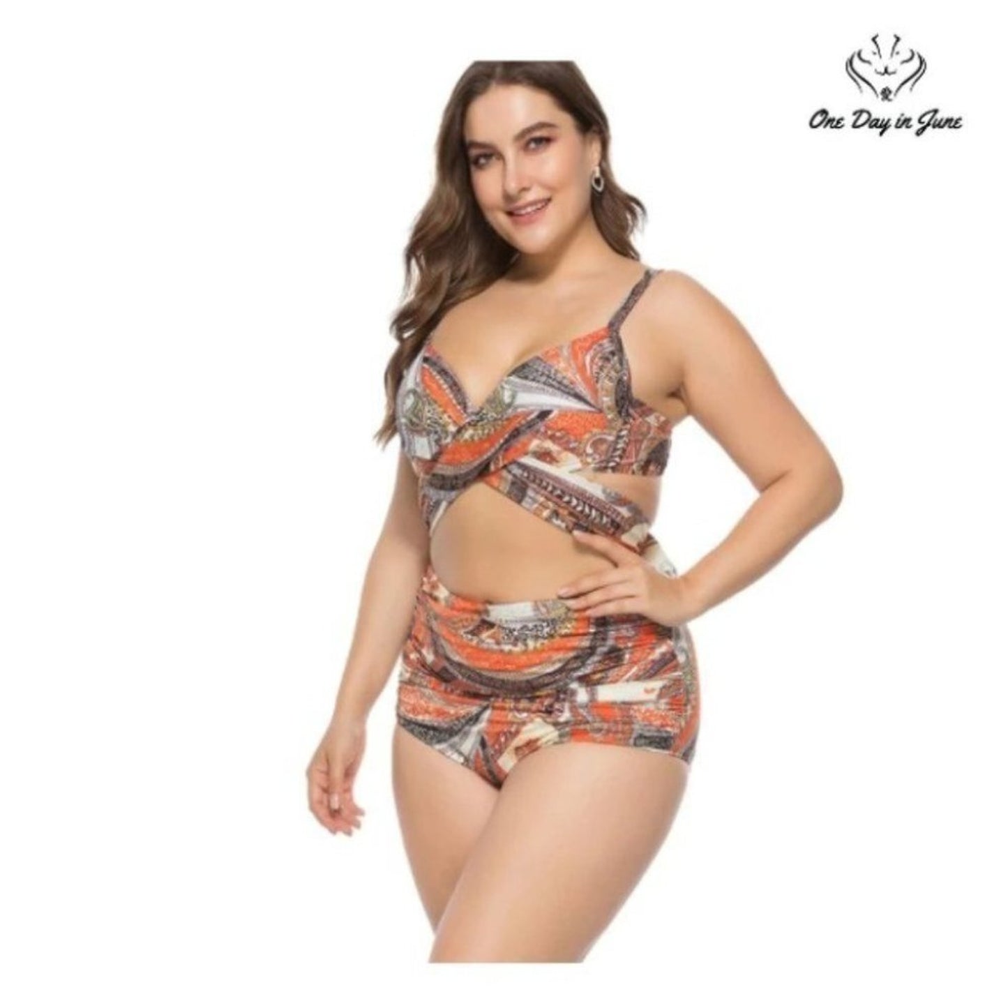 Sea Grove Plus Size High Waist Bandage Bikini Swimsuit Size 5XL