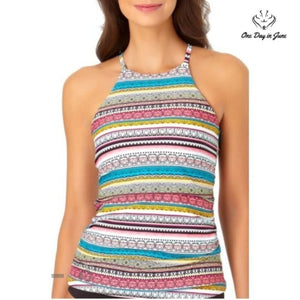 Liz Claiborne Striped Tankini Top Size M