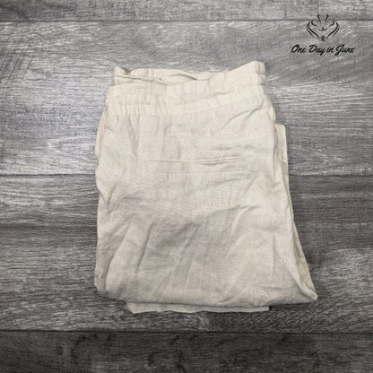 Chocolate Casual Linen Cropped Pants Size L