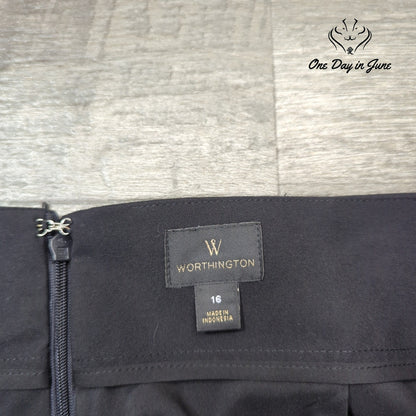 Worthington Pencil Skirt Black Lined Career Work Office NWT Size 16