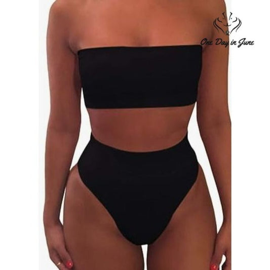 Pink Queen Removable Strap Bandeau Bikini Swimsuit Size L