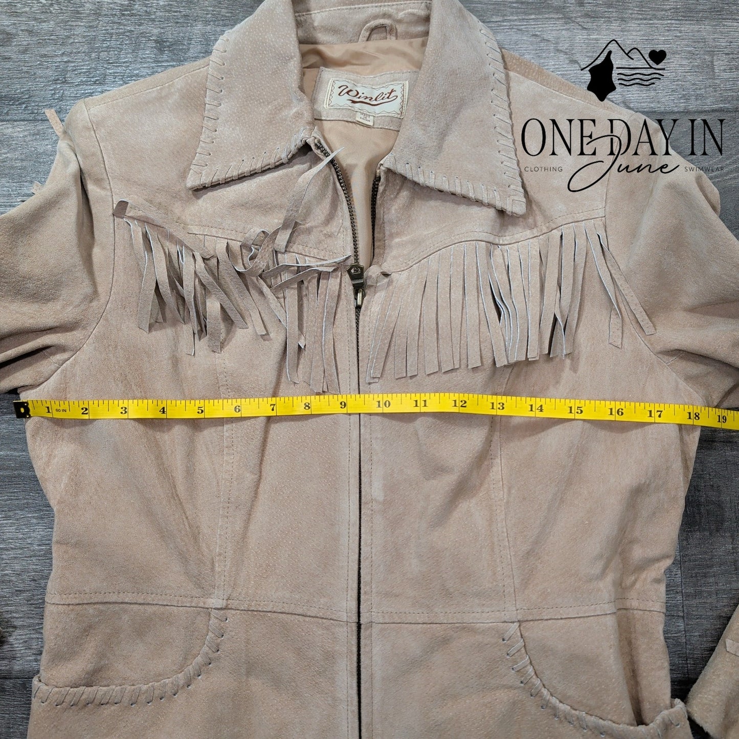 Winlet Leather Fringe Jacket Beige Suede Western Cowgirl NWT $200 Size M
