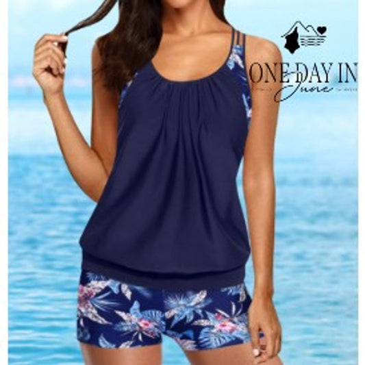 Yonique Double Up Boyshort Tankini Swimsuit Size XL