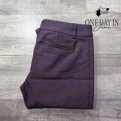 Loft Marisa Trouser Pants Burgundy Textured Straight Leg Career NWT Size 6
