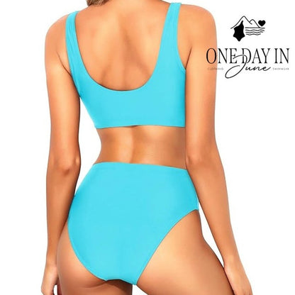 Tempt me High Waist Crop Bikini Swimsuit Size L