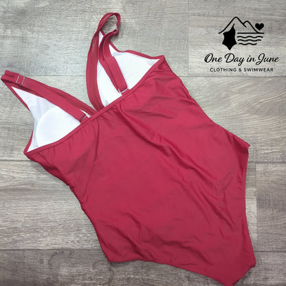 Charmleaks V Neck Mesh One Piece Swimsuit Size L