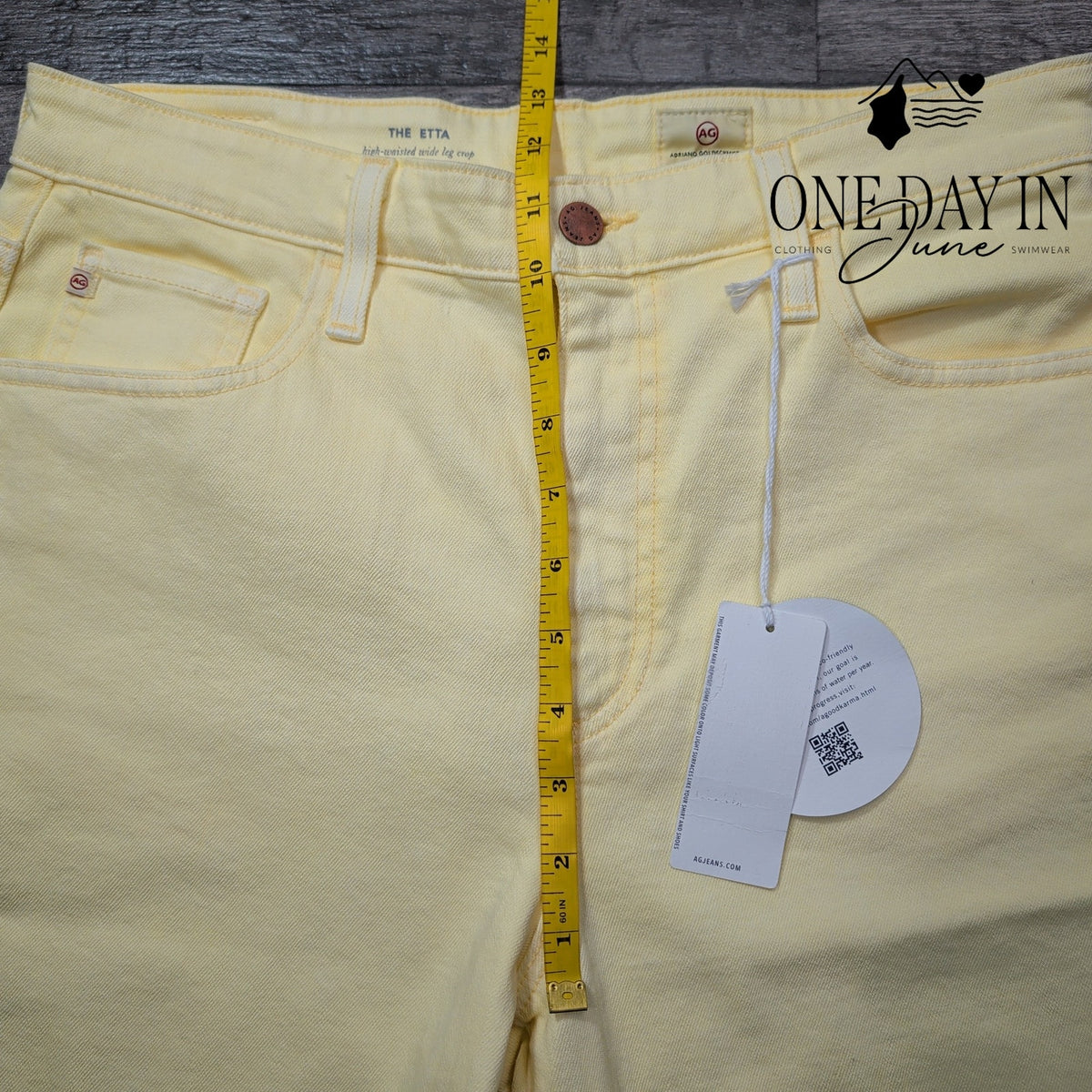 AG Adriano Goldschmied The Etta Wide Leg Crop Jeans Yellow NWT Size 4 (27)