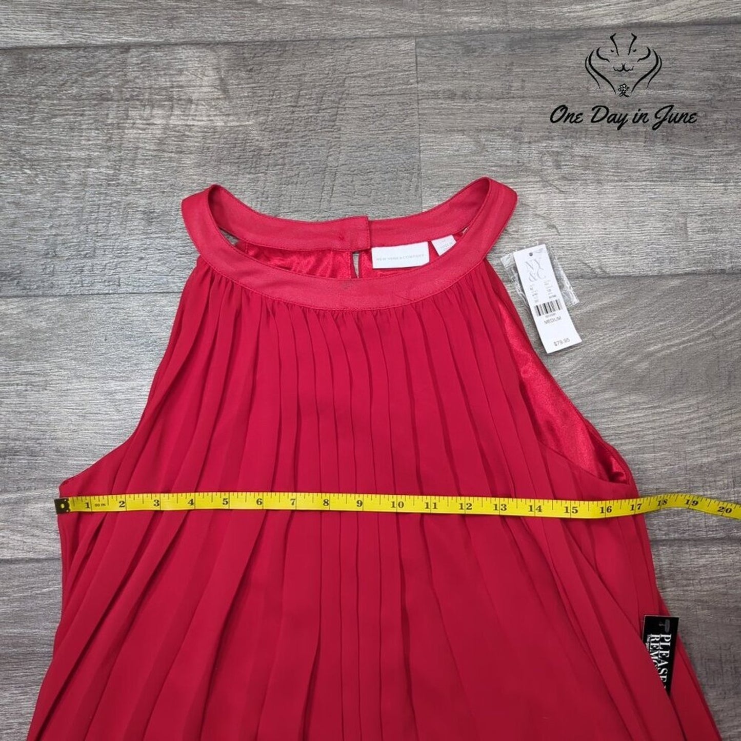 New York & Company Pleated Maxi Dress Pink Halter Sleeveless NWT Size M