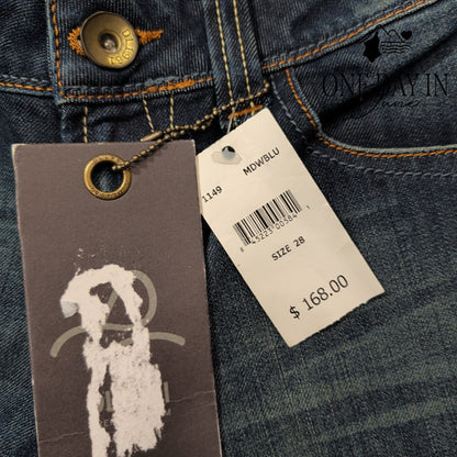 DL1961 Sally Slim Straight Jeans Distressed Dark Wash 4-Way Stretch NWT Size 6