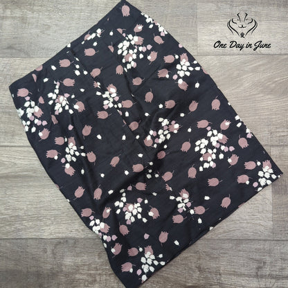 Loft Petite Floral Pencil Skirt Black Pink White Size 0P