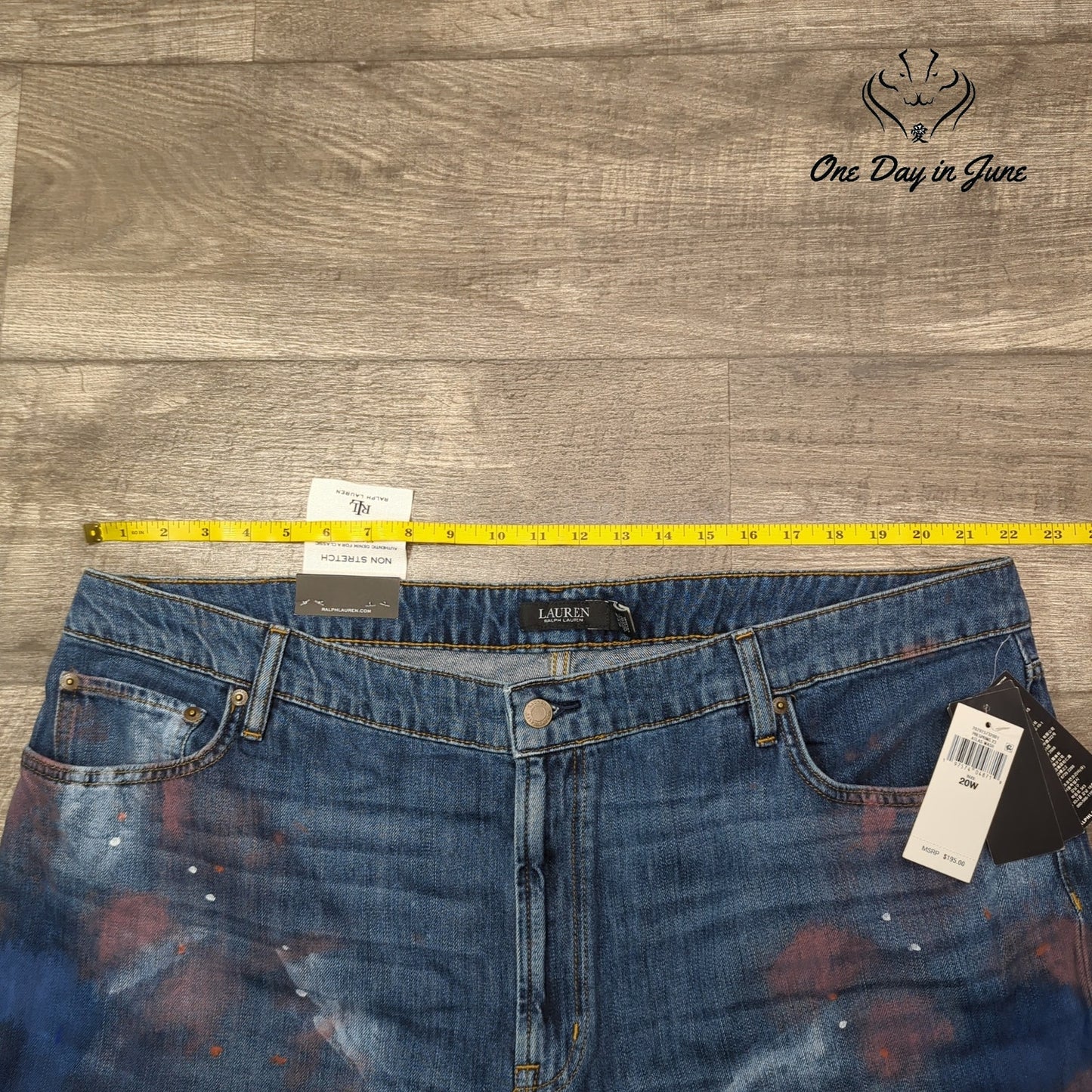 Ralph Lauren High Rise Relaxed Crop Jeans Atlas Wash Paint NWT $195 Size 20W