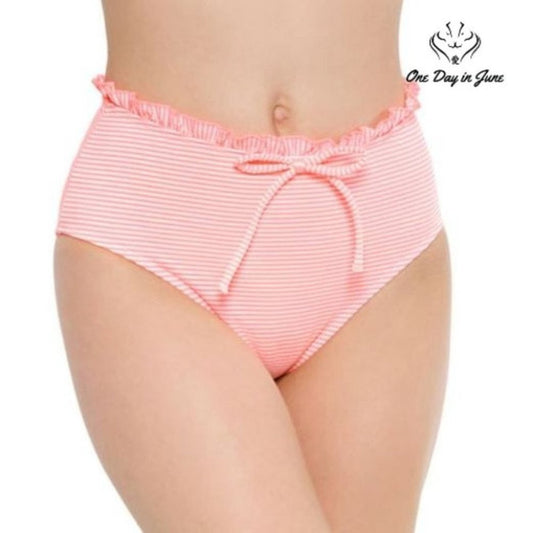 Arizona Jean Co. Seersucker Striped Flounce Bikini Bottom Size M
