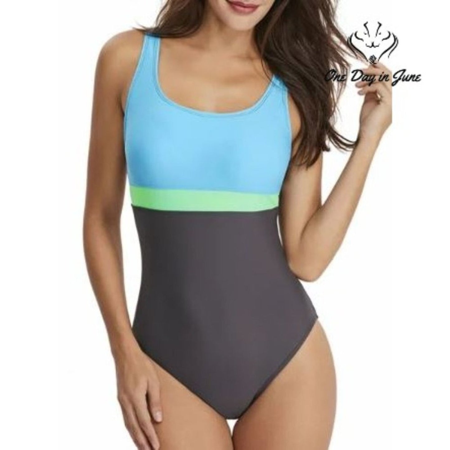 Aleumdr Color Block One Piece Swimsuit Size XXL