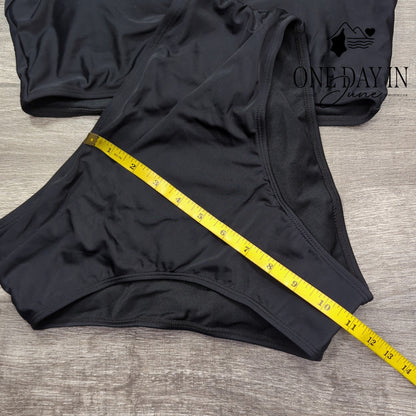 Zaful Scallop Lace Up Back Bikini Swimsuit Size S