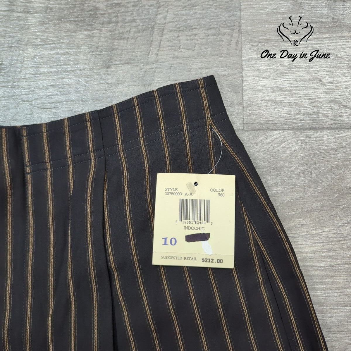 Dana Buchman Indochic Straight Leg Striped Dress Pants Black Brown NWT Size 10