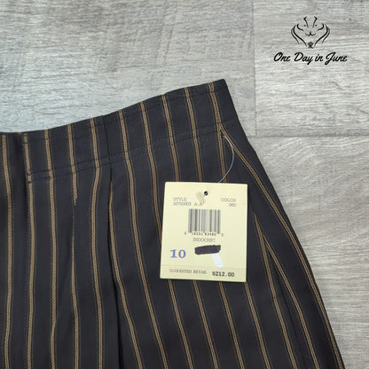 Dana Buchman Indochic Straight Leg Striped Dress Pants Black Brown NWT Size 10