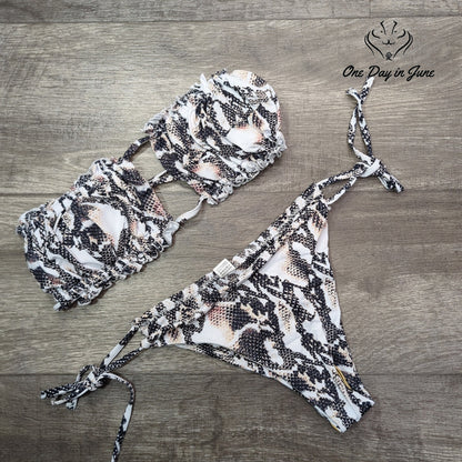 Urieo Hollow Out Tie Side Bikini Swimsuit Size L