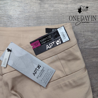 Apt. 9 Curvy Fit Straight Leg Capri Pants Beige Khaki NWT Size 16P