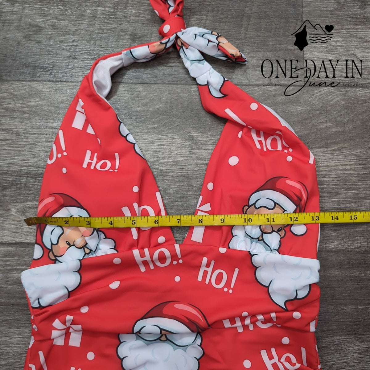 CharmLeaks Christmas Santa Ho Ho Halter One Piece Swimsuit Size m