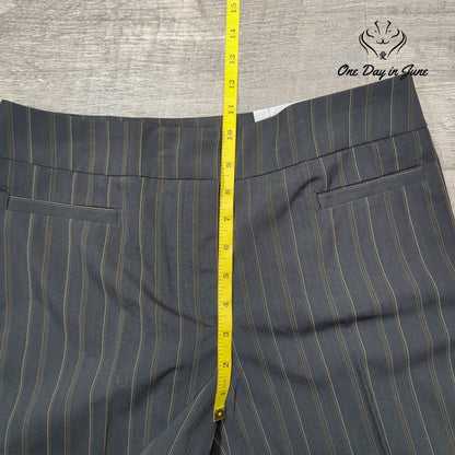 Focus 2000 Classic Fit Pinstripe Pants Black Brown Straight Leg NWT Size 8
