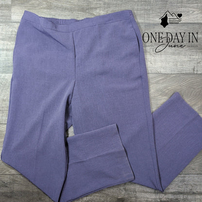 Alfred Dunner Classic Fit Pull On Pants Plum Purple Straight Leg NWT Size 14