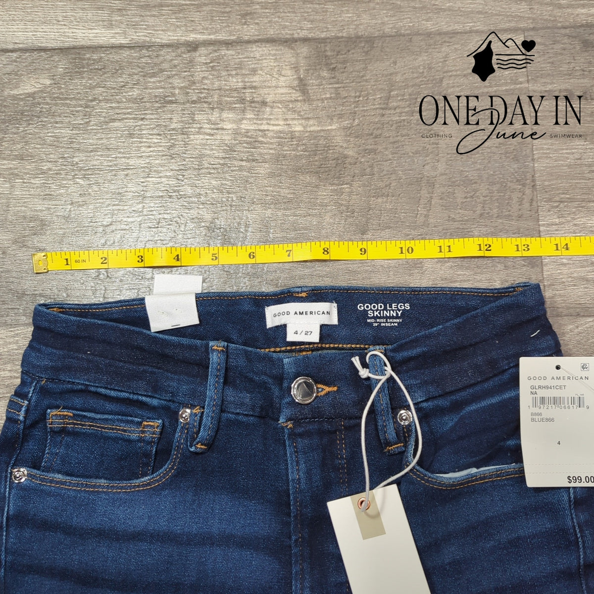 Good American Good Legs Skinny Jeans Dark Wash Raw Hem NWT Size 4