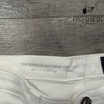 AG Adriano Goldschmied Isabelle Exposed Zip White Straight Crop Jeans NWT Size 4