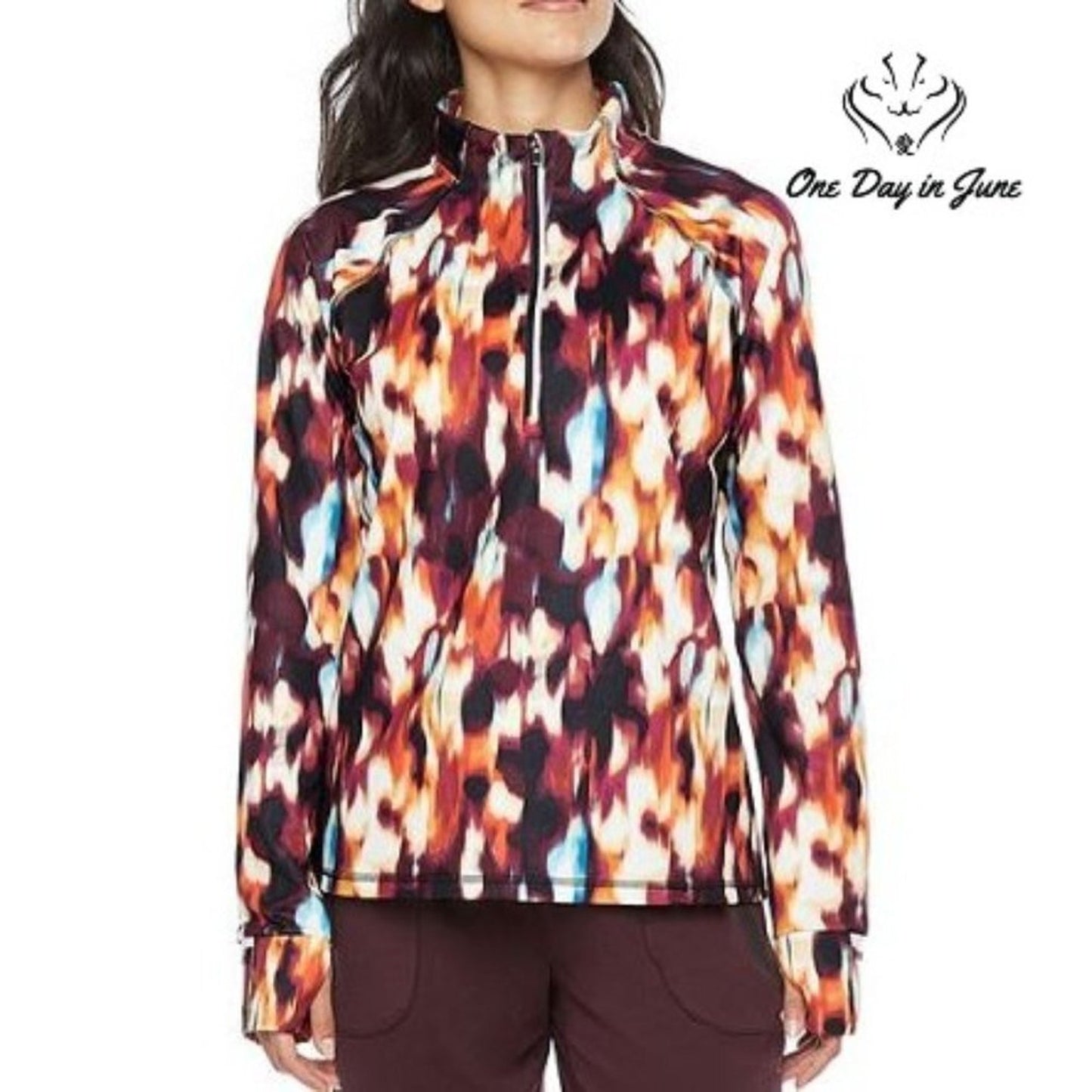 Xersion Xersion High Neck Long Sleeve Quarter-Zip Pullover Size M