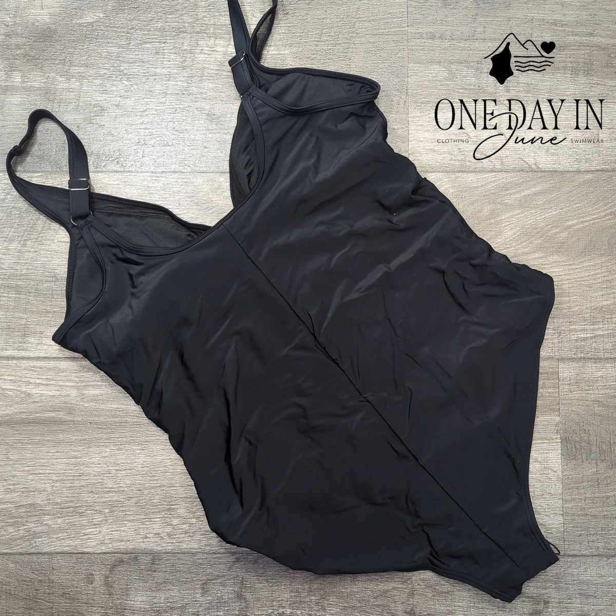 Zando Black Mesh Cutout One Piece Swimsuit V Neck Ruched Size XL
