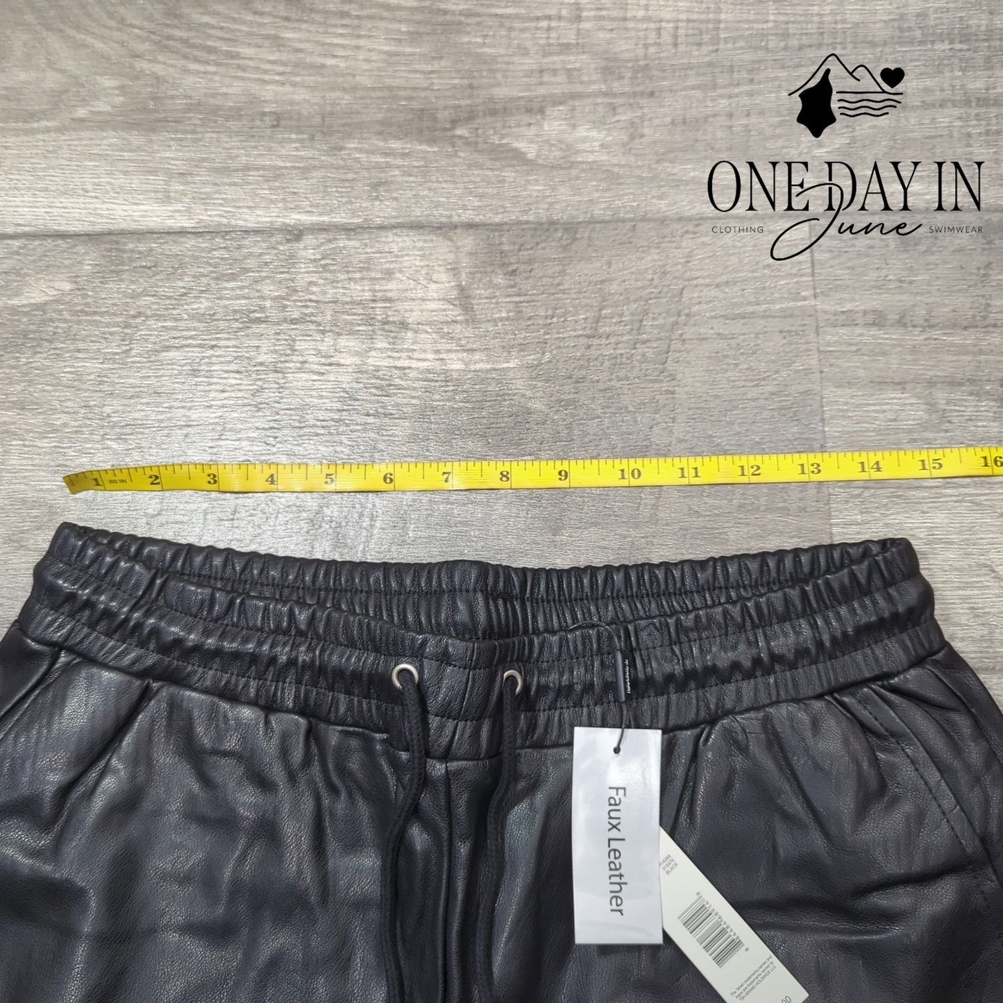 Tahari Faux Leather Drawstring Jogger Pants Size M