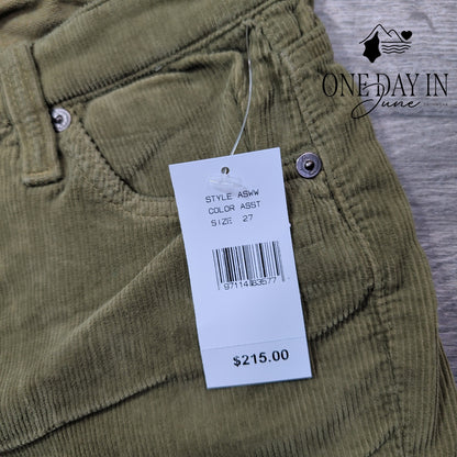 AG Adriano Goldschmied The Mari High Rise Straight Corduroy Olive NWT Size 4