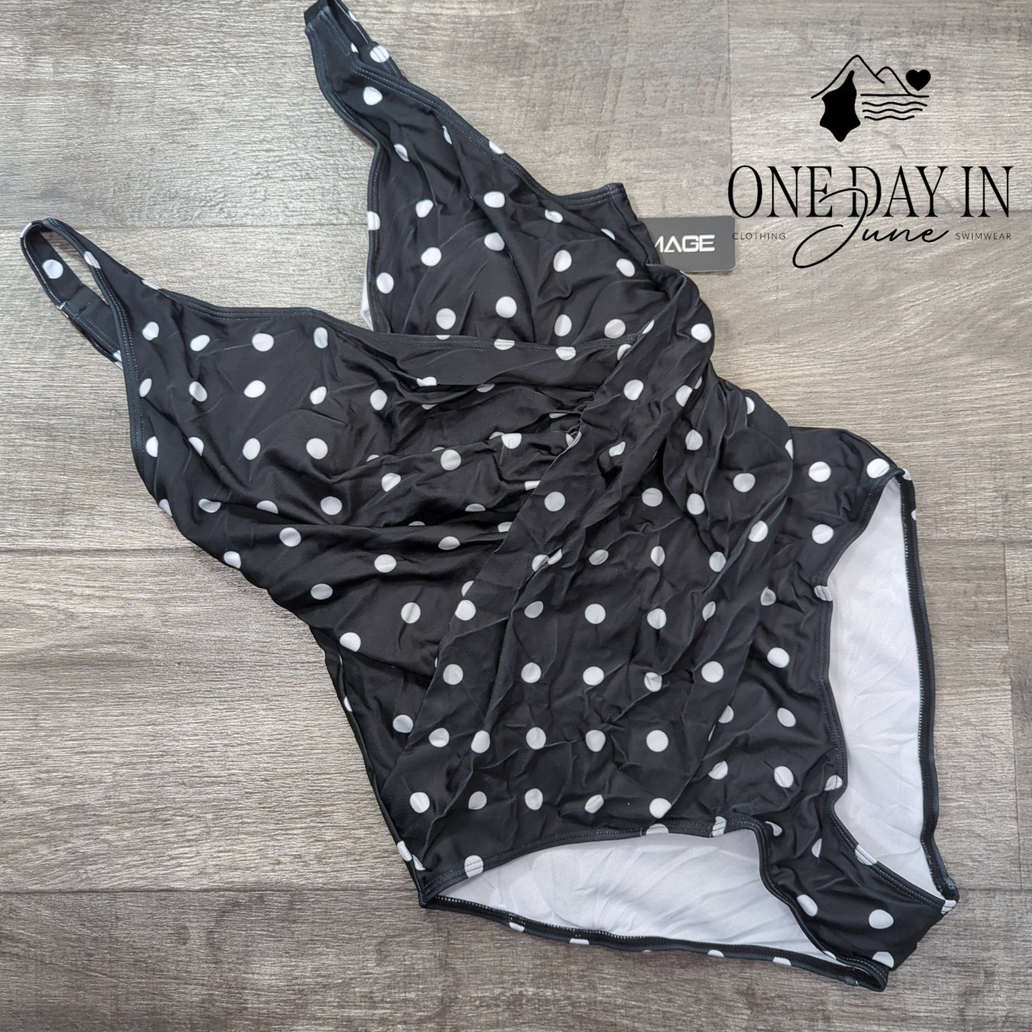 Aimage Polka Dot One Piece Swimsuit Size L