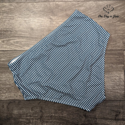 CharmLeaks High Waist Bikini Bottom Navy Blue White Striped Swimwear Size XL