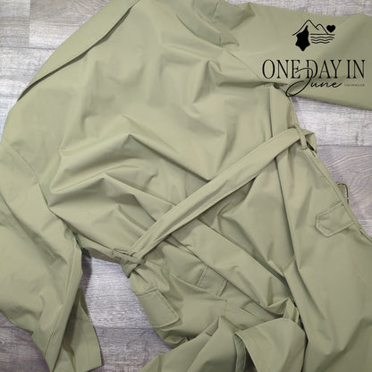 Rebecca Minkoff Belted Funnel Neck Trench Coat Olive Green NWT $228 Size XL