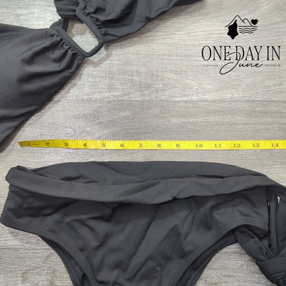 Aleumdr U Wire Tie Back Cheeky Bikini Swimsuit Size M